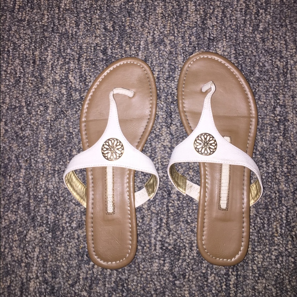 White and gold sandals